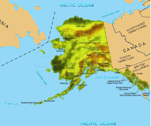 Approximately 20,000 years ago Alaska was connected with Russia by the Bering land bridge.