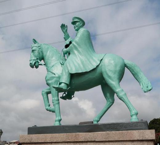 A statue of Gen. Chiang Kai-shek, who led the Chinese troops during the Rape of Nanking.