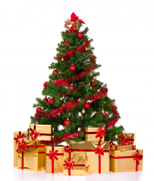 A Christmas tree with presents.