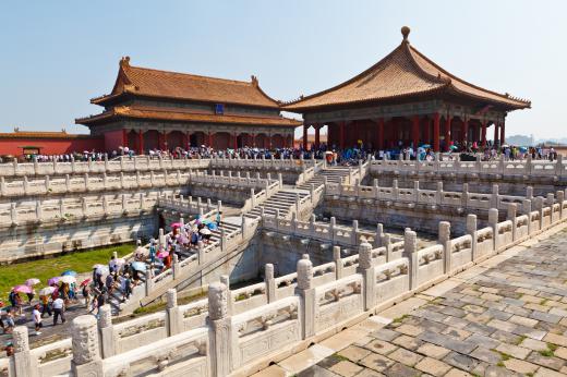 People visiting the Forbidden City, a UNESCO World Heritage Site in China.