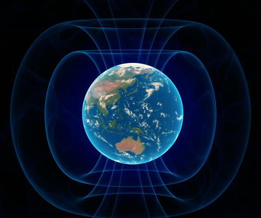 The Earth's magnetic field extends into space for thousands of miles.