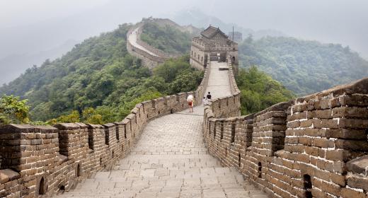 Construction of the Great Wall of China began around 5th century B.C. and stopped around the 16th century.