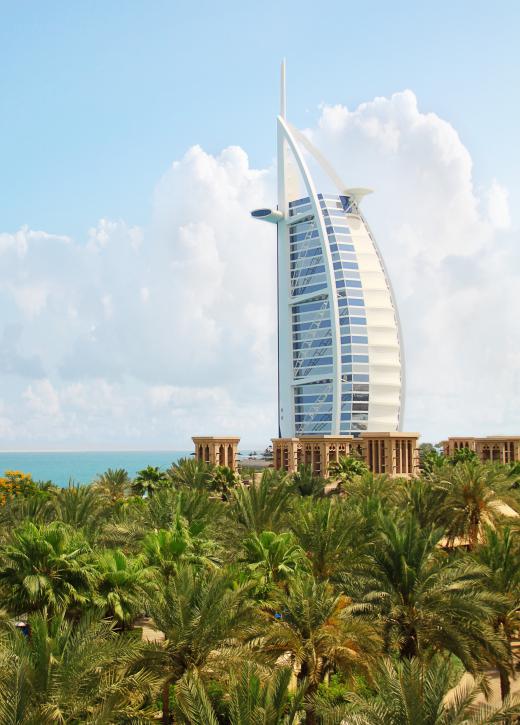 The Burj al Arab in the United Arab Emirates, one of the richest countries in the world.