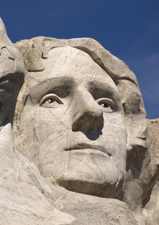 Thomas Jefferson on Mount Rushmore, a form of monolith.