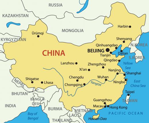 A map of China, where the Leshan Giant Buddha is located.