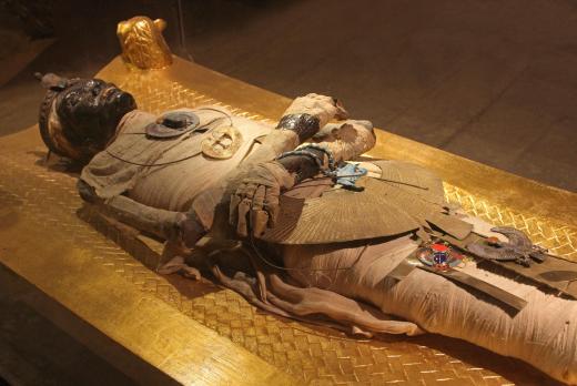 Mummified Egyptian royals were entombed in the Great Phramids of Giza and in other nearby structures.