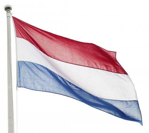 The flag flown by the Netherlands, the country with the tallest people.