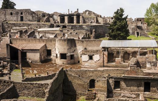 Mount Vesuvius erupted in 79 CE, preserving the city of Pompeii.