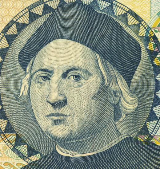 A portrait of Christopher Columbus, the explorer who gave Dominica its current name.