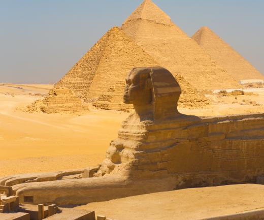 The Sphinx is a large sculpture at Egypt's Giza Plateau that is shaped like a lion with a man's head.