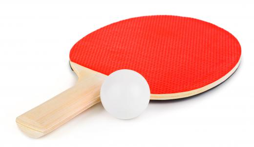 A ping pong racket and ball.