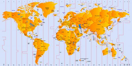 A global map including time zone divisions.