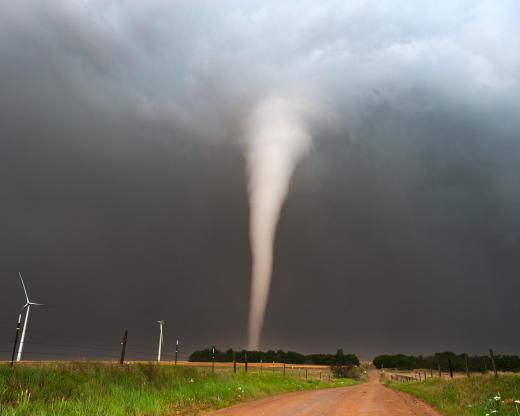 Tornados are violently rotating winds in a funnel shape.